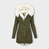Ivara - Chaqueta de invierno impermeable y forrada de piel