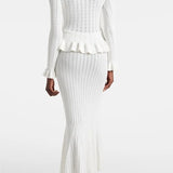 Prudence Conjunto de Vestido Midi de Punto Refinado y Top con Botones