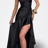 Mónica Vestido Satén con Volantes