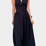 Meryl Vestido Midi de Estilo Camisa con Botones