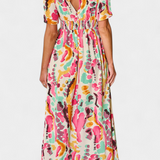 Yuki Vestido Boho con Escote en V y Tie-Dye