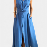 Meryl Vestido Midi de Estilo Camisa con Botones