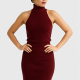 Rhea Vestido Midi de Canalé Sin Espalda