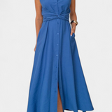 Meryl Vestido Midi de Estilo Camisa con Botones
