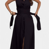 Meryl Vestido Midi de Estilo Camisa con Botones