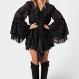 Alida Vestido Mini de Chifón con Lunares
