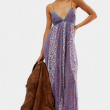 Lexa Vestido Boho Floral de Chiffon con Espalda Descubierta