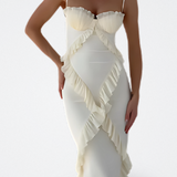 Aura Vestido Satinado con Volantes