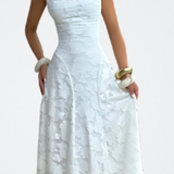 Clarise Vestido Blanco con Relieve Floral