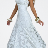 Clarise Vestido Blanco con Relieve Floral
