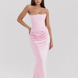 Emily Vestido Maxi Drapado Sin Tirantes