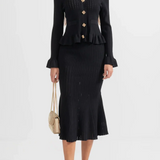 Prudence Conjunto de Vestido Midi de Punto Refinado y Top con Botones