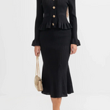 Prudence Conjunto de Vestido Midi de Punto Refinado y Top con Botones