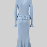 Prudence Conjunto de Vestido Midi de Punto Refinado y Top con Botones