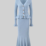 Prudence Conjunto de Vestido Midi de Punto Refinado y Top con Botones