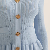 Prudence Conjunto de Vestido Midi de Punto Refinado y Top con Botones