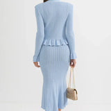 Prudence Conjunto de Vestido Midi de Punto Refinado y Top con Botones