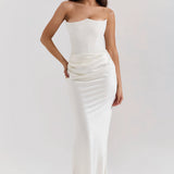 Emily Vestido Maxi Drapado Sin Tirantes