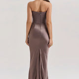 Emily Vestido Maxi Drapado Sin Tirantes