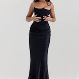 Emily Vestido Maxi Drapado Sin Tirantes
