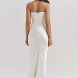 Emily Vestido Maxi Drapado Sin Tirantes