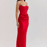 Emily Vestido Maxi Drapado Sin Tirantes