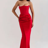 Emily Vestido Maxi Drapado Sin Tirantes