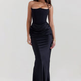 Emily Vestido Maxi Drapado Sin Tirantes