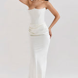 Emily Vestido Maxi Drapado Sin Tirantes