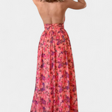 Rihanna Vestido Floral Sin Espalda para Días de Sol