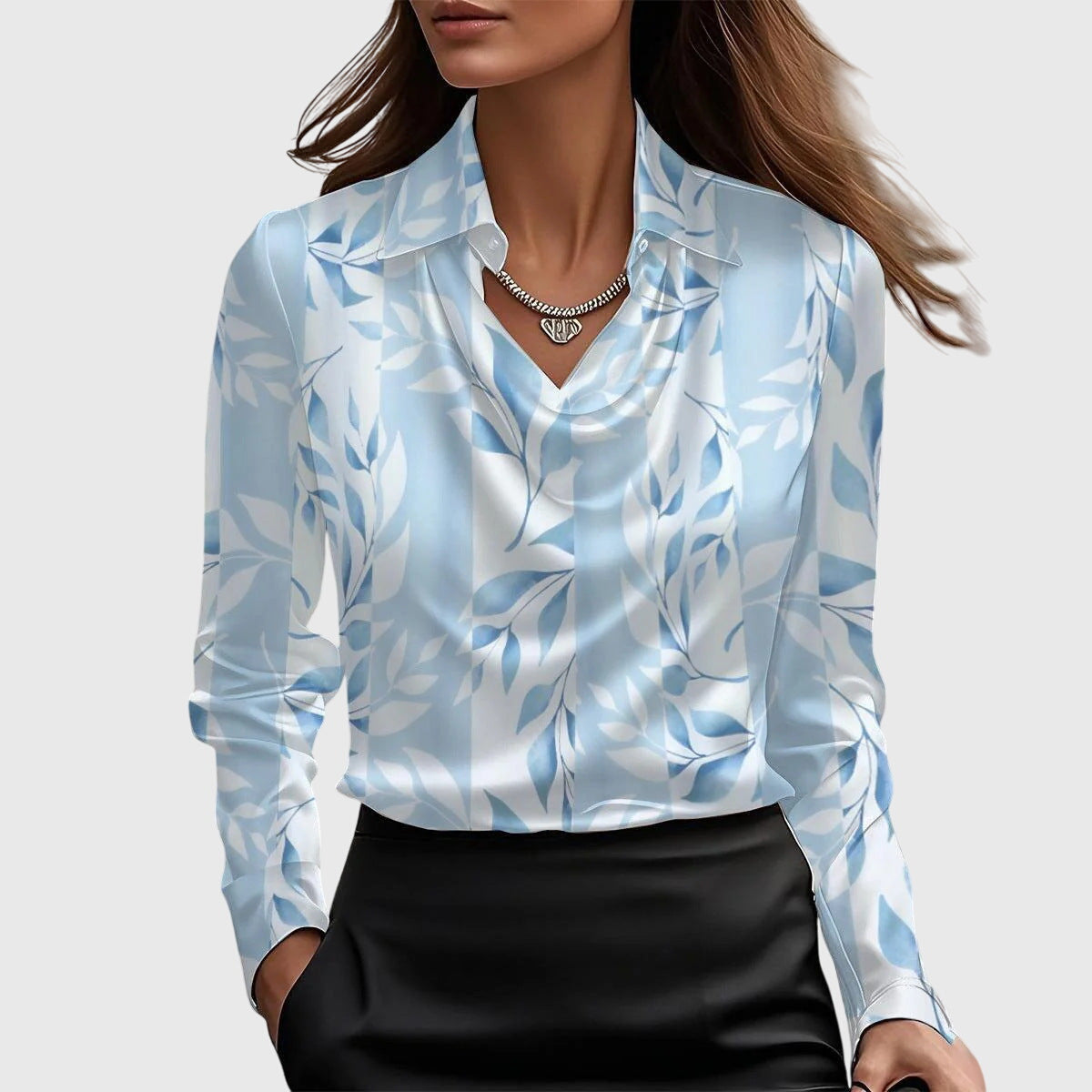 Sylvie | Blusa con brillo de lujo y cuello plisado