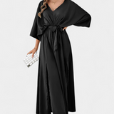 Milly Vestido Elegante con Lazo y Abertura