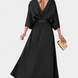 Milly Vestido Elegante con Lazo y Abertura