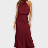 Moya - Vestido de satén largo con cuello halter
