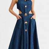 Alia Vestido de Mezclilla sin Mangas con Corte Moderno