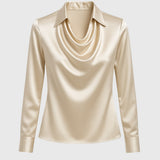 Sylvie | Blusa con brillo de lujo y cuello plisado