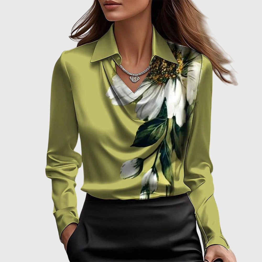Sylvie | Blusa con brillo de lujo y cuello plisado