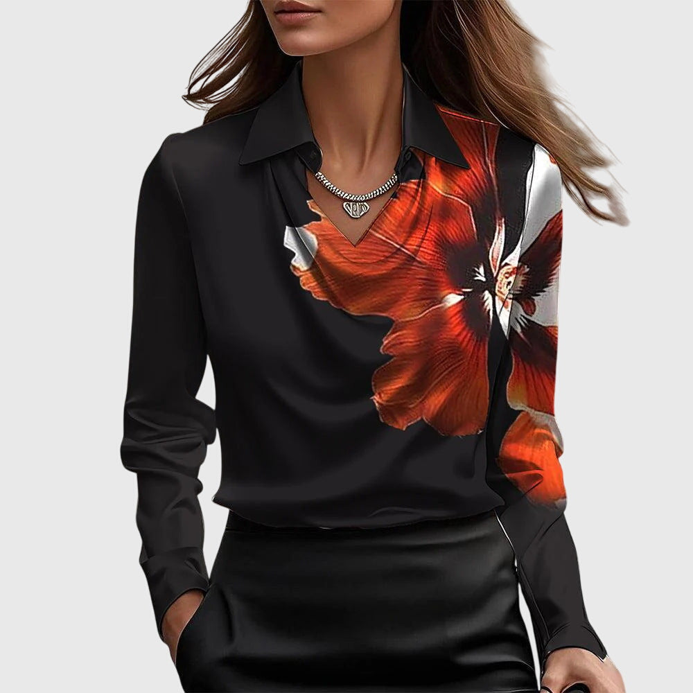Sylvie | Blusa con brillo de lujo y cuello plisado