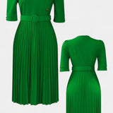 Zandie Vestido con Pliegues y Botones Decorativos