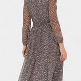 Cymene Vestido Midi de Lunares con Mangas Abullonadas