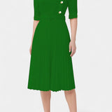 Zandie Vestido con Pliegues y Botones Decorativos