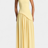 Celaena Vestido Maxi Off Shoulder de Chiffon con Abertura Lateral