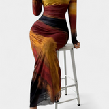 Galene Vestido Midi Ajustado con Capa