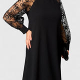 Bellezza Vestido de Encaje con Mangas Largas y Escote Redondo