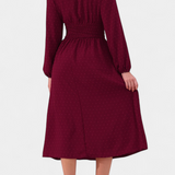 Faela Vestido Midi de Oficina con Lunares Suizos
