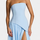 Celaena Vestido Maxi Off Shoulder de Chiffon con Abertura Lateral