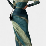 Galene Vestido Midi Ajustado con Capa