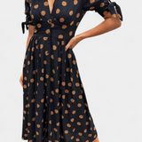 Lizzie Vestido Midi de Lunares con Escote en V Profundo