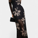 Aldona Vestido Elegante de Tobillo con Estampado Floral