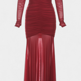 Cornella Vestido Maxi Strapless con Fruncidos Esculturales